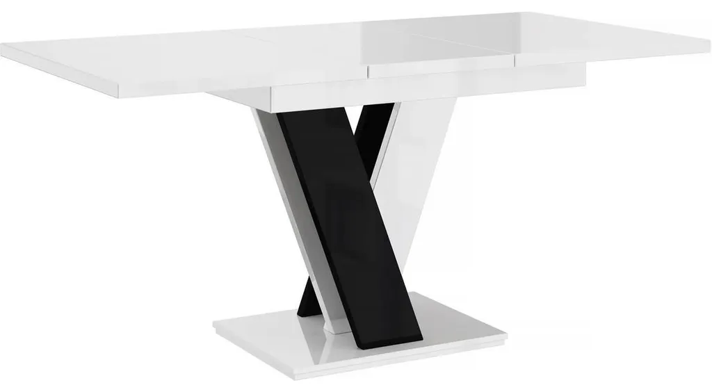 Table extensible design Masiv laqué brillant bicolore 120 à 160 cm