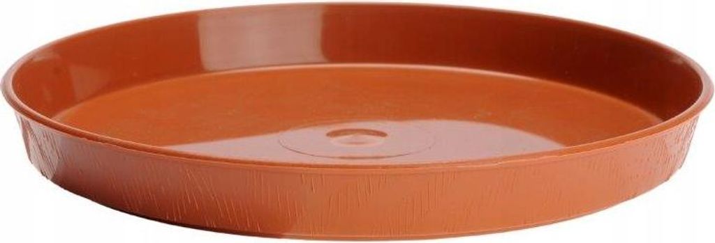 Runder Kunststoffuntersatz in Holzoptik für Blumentöpfe, 35 cm, Größe 7, terrakottafarben