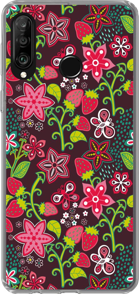 MuchoWow Handyhülle Schutzhülle Hülle für Telefoonhoesje Huawei P30 Lite Mädchen - Obst - Blumen - Muster - Mädchen - Kinder - Kind - Kind ...