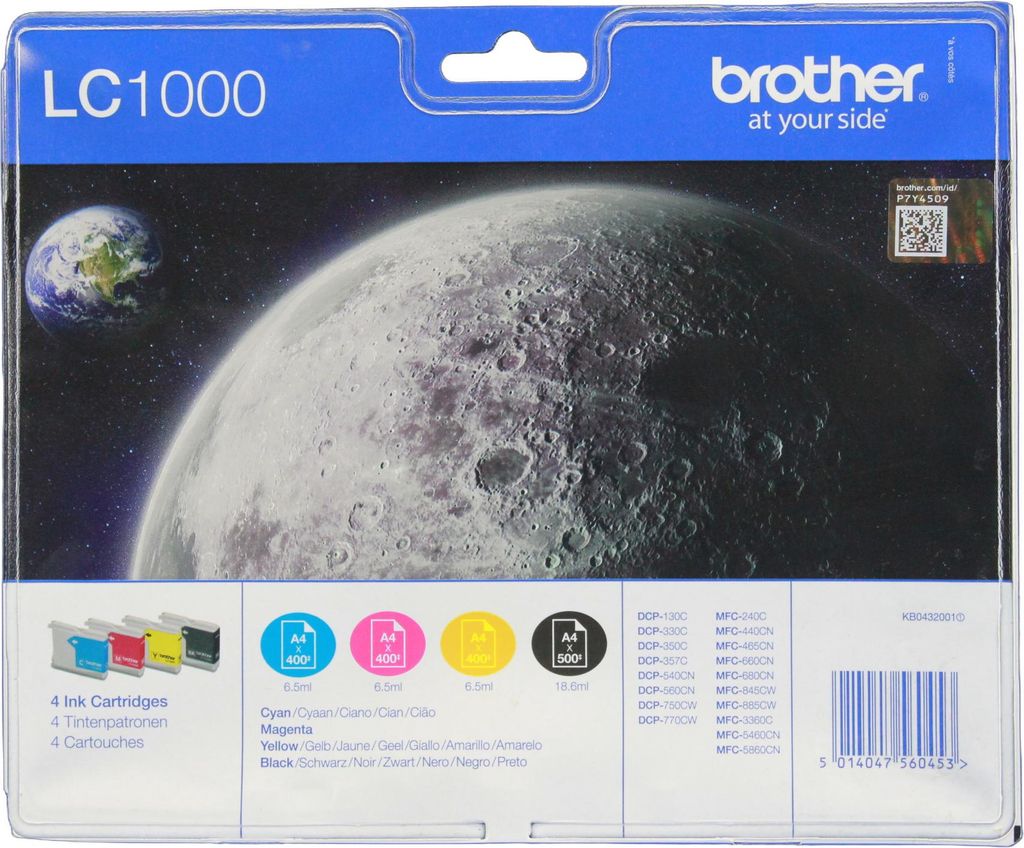 Brother LC1000VALBP, Hohe (XL-) Ausbeute, Schwarz, Cyan, Produktbild 