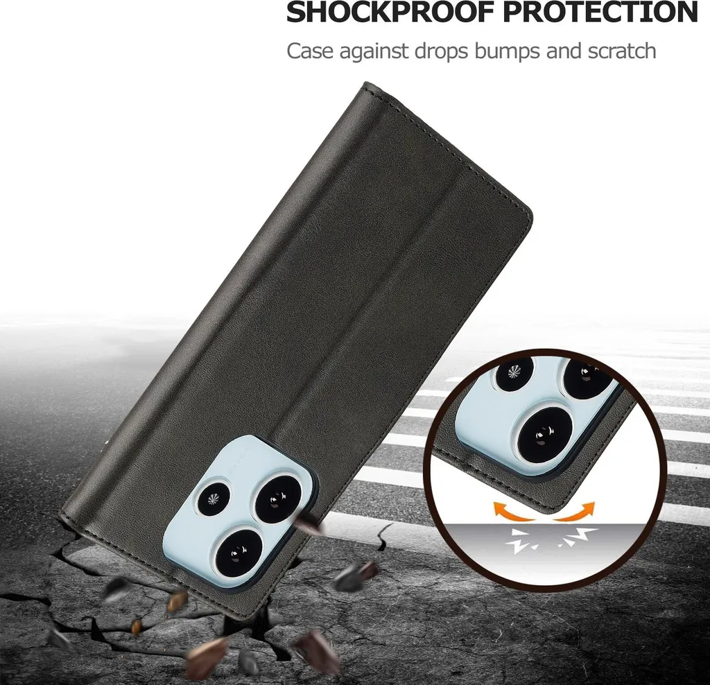 Custodia Xiaomi Redmi Note 14 4G Antiurto: Flip Pelle e Magnete - 8