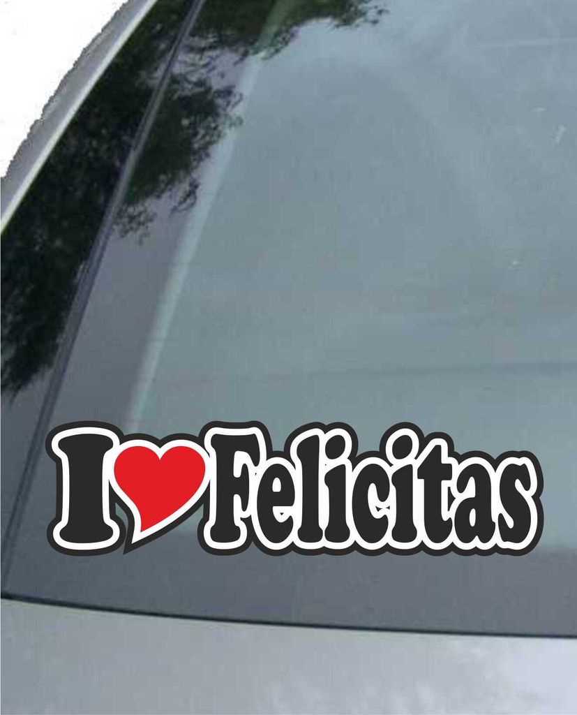 INDIGOS UG - Aufkleber / Autoaufkleber - I Love Heart - Ich liebe mit Herz 15 cm - I LOVE Felicitas - Auto LKW Truck - Sticker mit Namen vom Mann F...