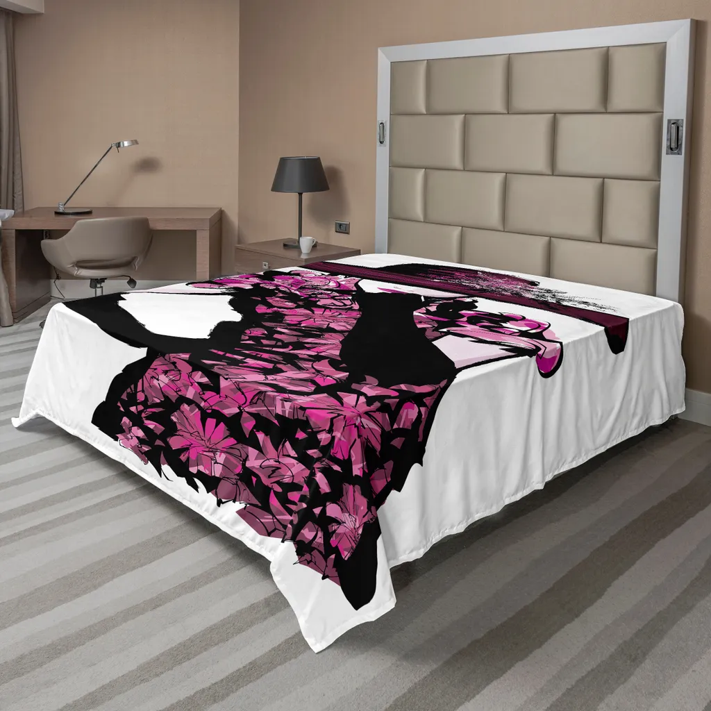 Drap housse ABAKUHAUS silhouette féminine mode fuchsia noir 244x205 cm