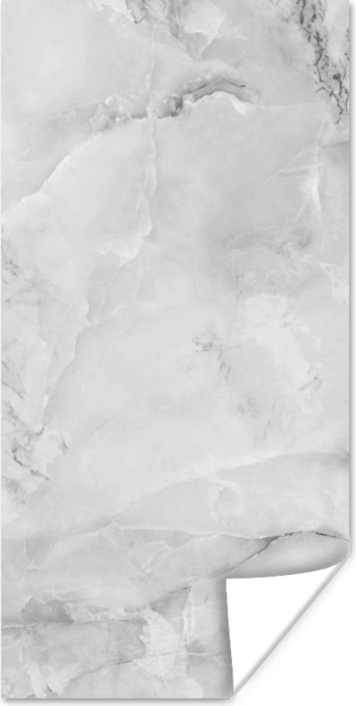 MuchoWow Poster Marmor - Stein - Weiß - Grau - Marmoroptik 40x80 cm - Dekoration