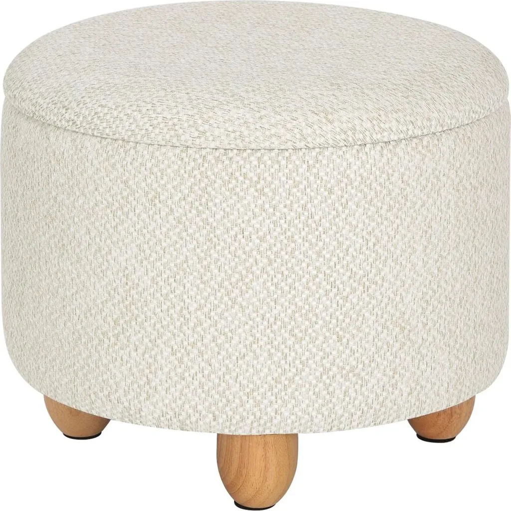 Pouf avec rangement ottoman blanc crème 39x39x33 cm en tissu moderne