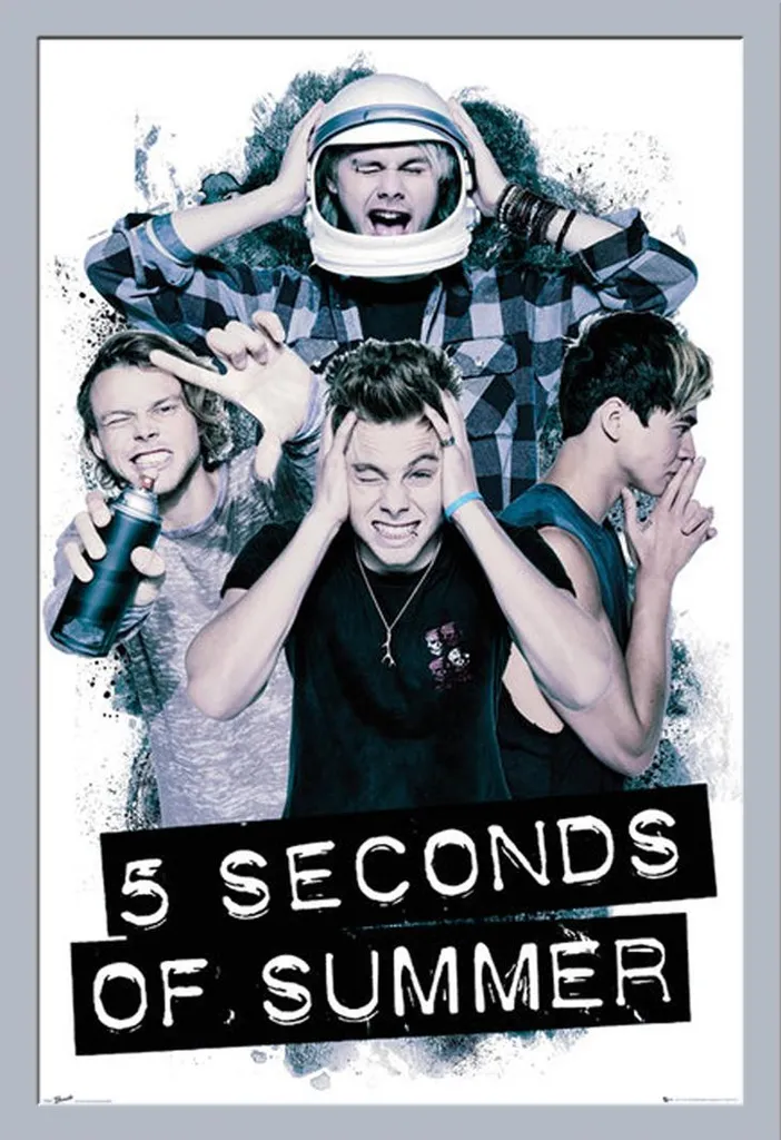 Maxi Poster 5 Seconds of Summer Mal di Testa Cornice Silver MDF