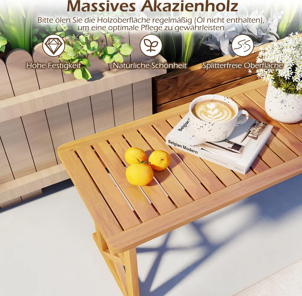 Banc de Jardin Résistant aux Intempéries en Bois, Charge Max 360 kg