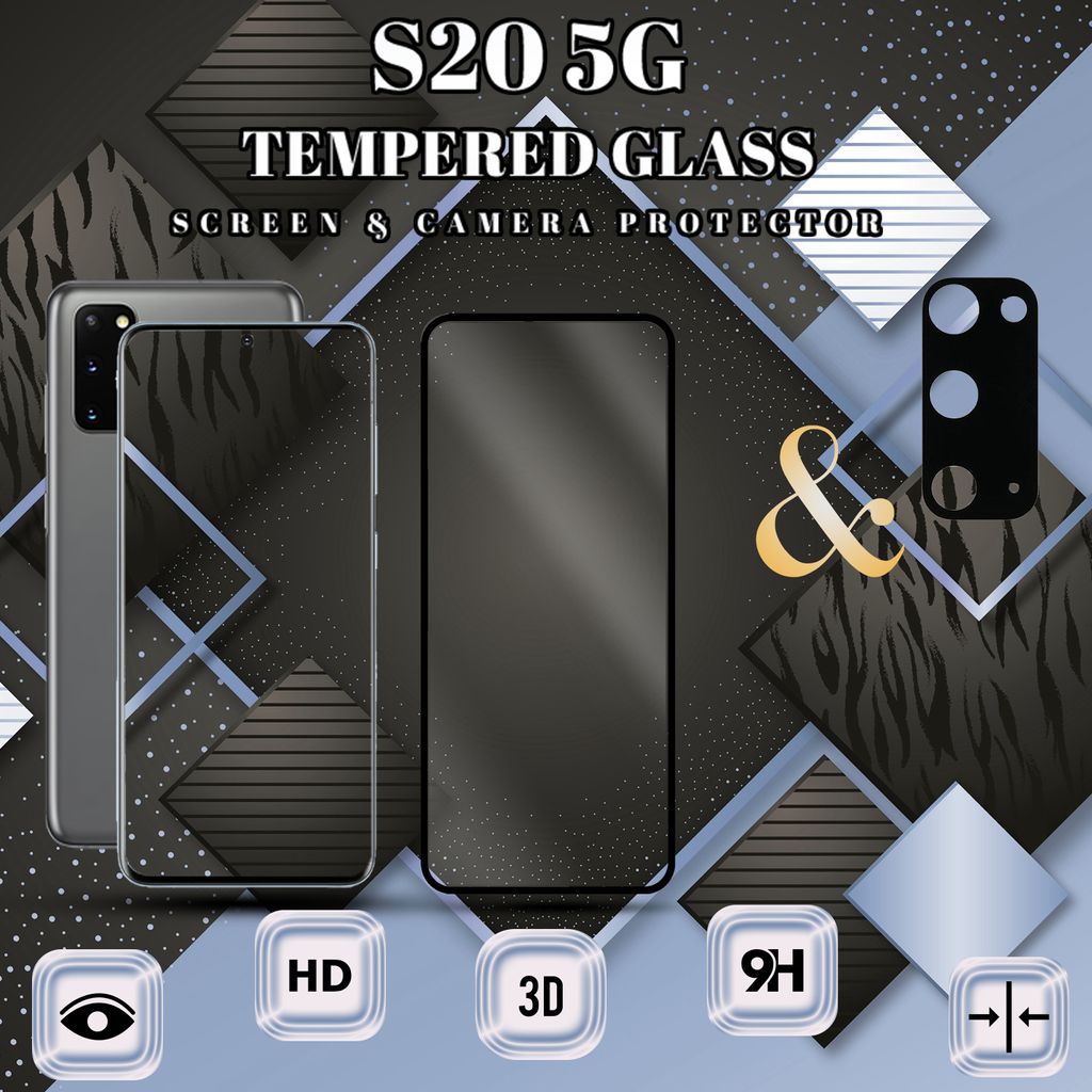 Samsung Galaxy S20 5G Displayschutzfolie und Objektivschutz aus 9H gehärtetem Glas