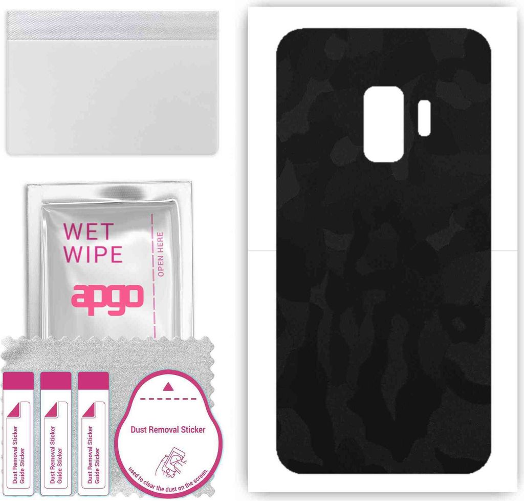 apgo Rückseite Schutzfolie, Skin, kompatibel mit Samsung Galaxy S9, Hinten Displayschutzfolie aus Vinylfolie, kratzfest, einfache Montage - Schwar...