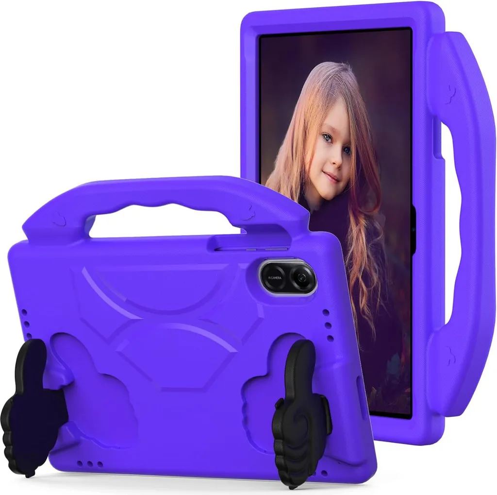Custodia per bambini per Honor Pad X8a 11" 2024, leggera custodia in schiuma EVA con maniglia e supporto Viola