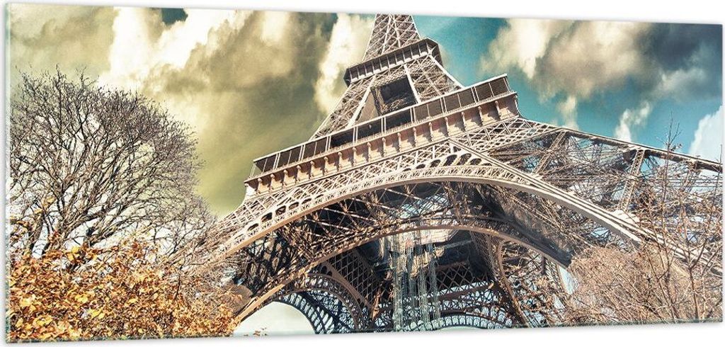 Bilder auf glas - Eiffel technik europa frankreich - 100x40cm - Glasbilder - Wandbilder - Kunstdruck - zum Aufhängen bereit - Wanddekoration aus G...