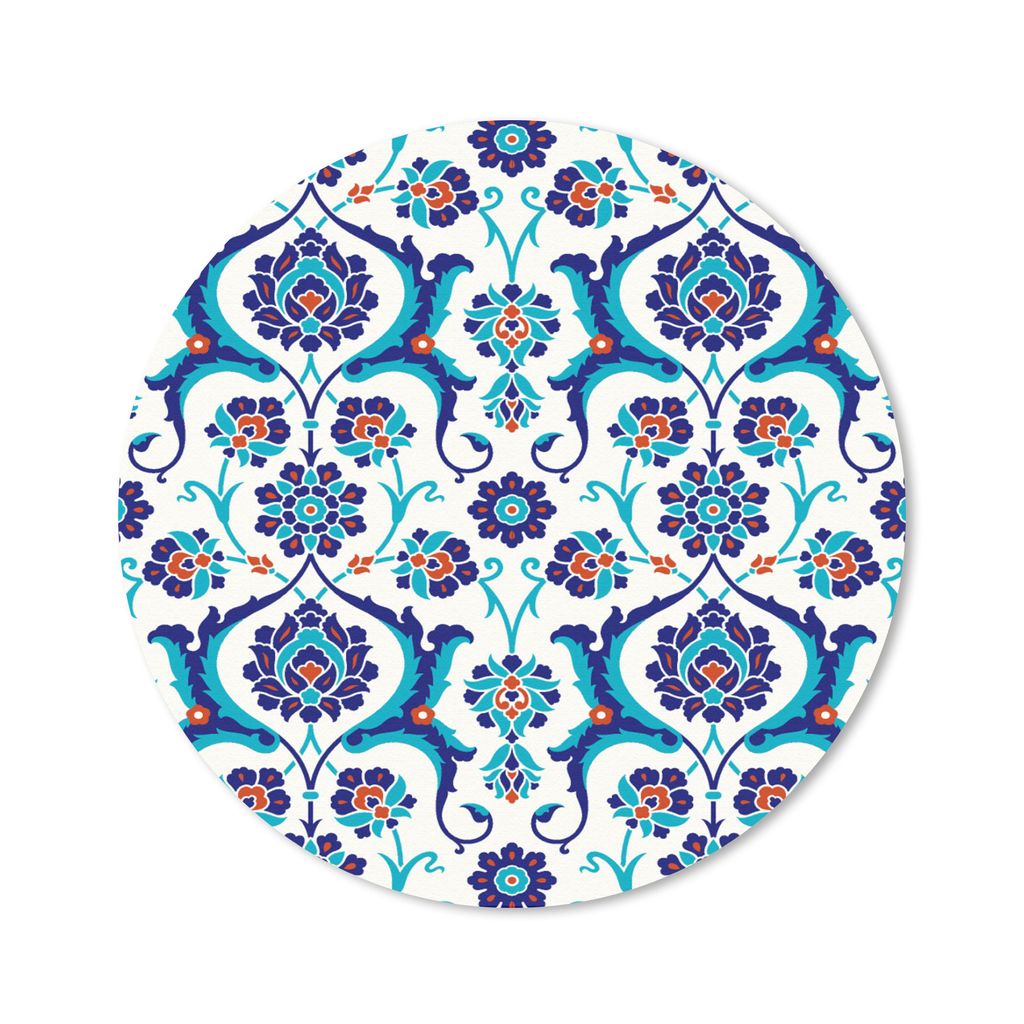 MuchoWow Mauspad Mousepad Blumen - Muster - Blau 20x20 cm - Mousepads - Maus Mat - Pad - Mausunterlage - Schreibtischmatte
