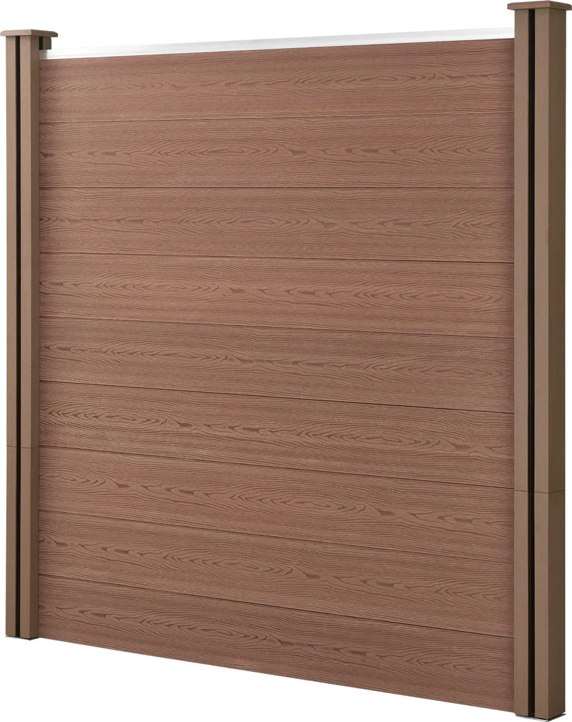 neu.holz Clôture de Jardin WPC 180x180cm avec Poteaux - Gris Anthracite