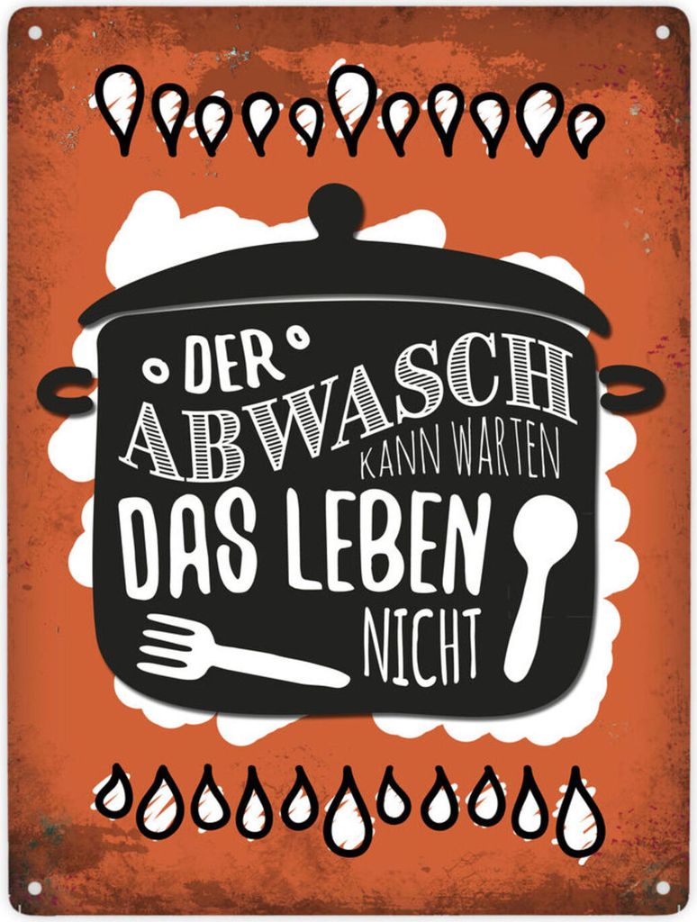 Der Abwasch kann warten, das Leben nicht Metallschild XXL Produktbild 