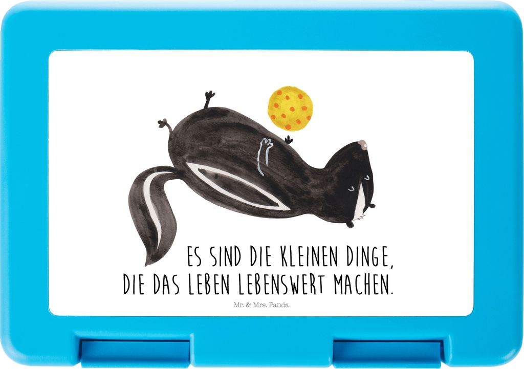 Mr. & Mrs. Panda Bento Box Stinktier Ball - Weiß - Geschenk, Lunchbox, Stinker, Skunk, Essensbox, Meal Prep, Snackbox, Lebensmittel Aufbewahrungsb...