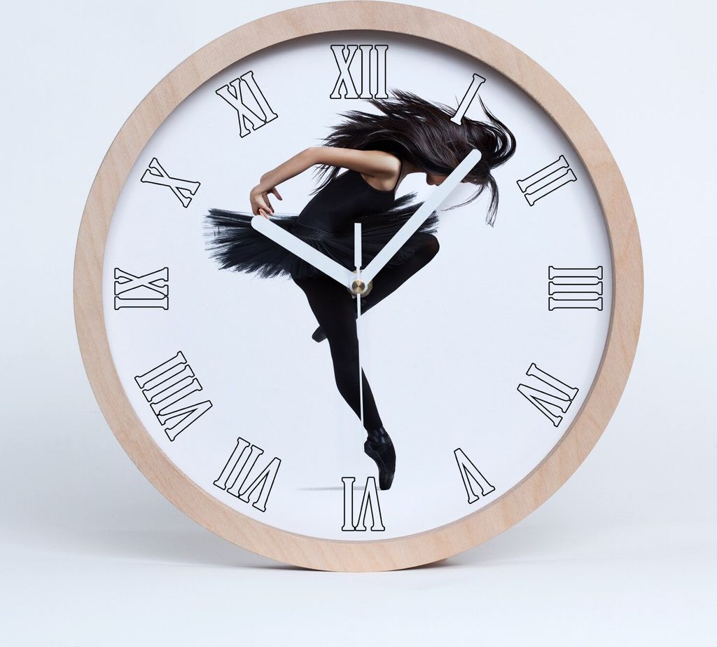 Holzuhr 30fi cm wanduhr - weiße Spitzen - Ballerina