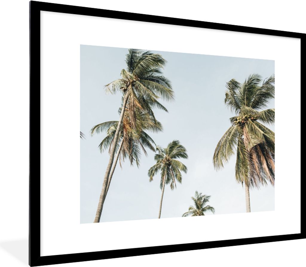MuchoWow Gerahmtes Poster Palmen - Sommer - Tropisch 80x60 cm - Poster mit Schwarzem Bilderrahmen Wandposter Rahmen Foto Bilder - Schlafzimmer-De...