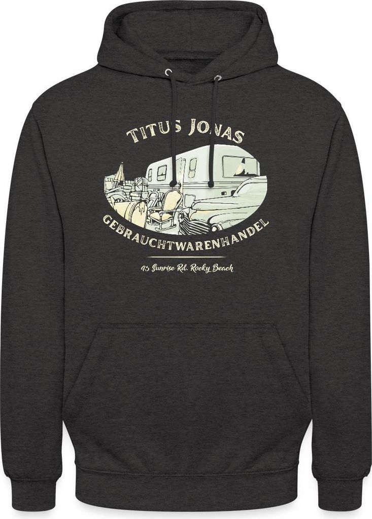 Spreadshirt Die Drei Fragezeichen Titus Jonas warenhandel Uni Hoodie, S, Anthrazit