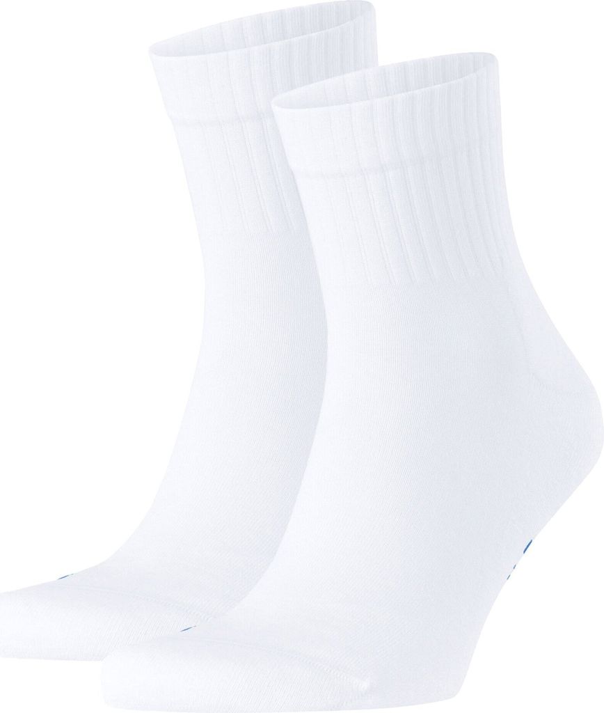 FALKE Uni Socken 2er Pack - Kurzsocken, Baumwollmischung, Run Rib, Bündchen, einfarbig Weiß 39-41