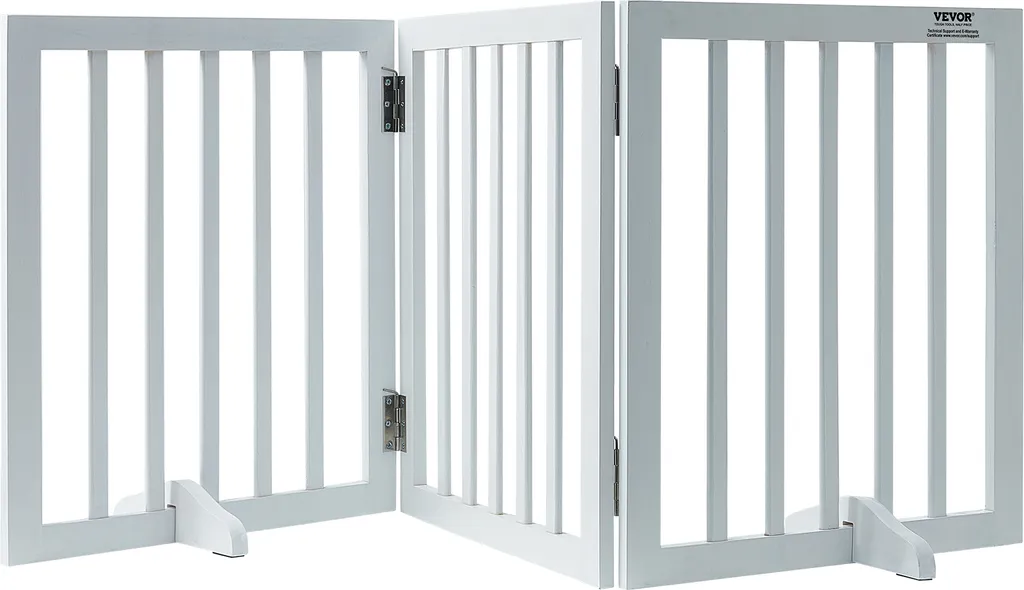 Porte Chien Indépendante 3 Panneaux Blanche - Barrière Pliable 50.8x61 cm VEVOR