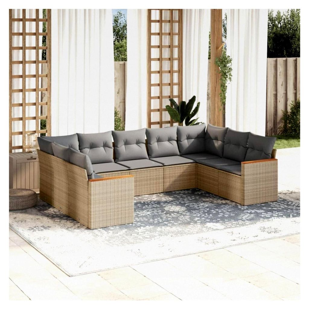 Gartenlounge aus Rattan mit Stauraum, Loungemöbel Set für den Außenbereich