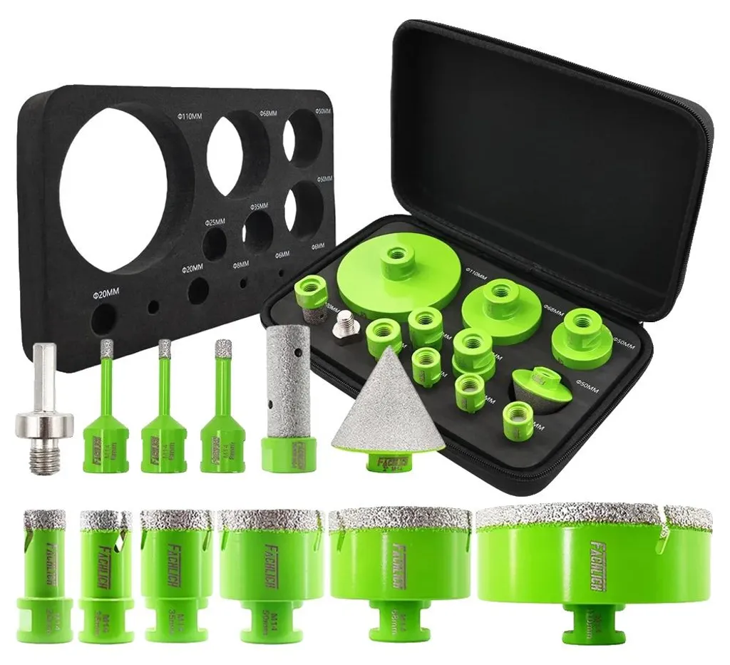 Jeu de forets à carotte diamantés M14 - 12 pièces avec coffret de transport