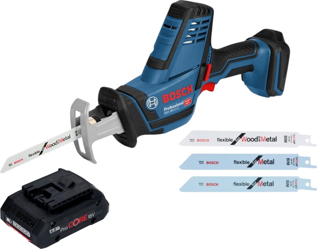 Bosch GSA 18V-LI C Professional Akku Reciprosäge Säbelsäge 18 V + 1x ProCORE Akku 4,0 Ah - ohne Ladegerät