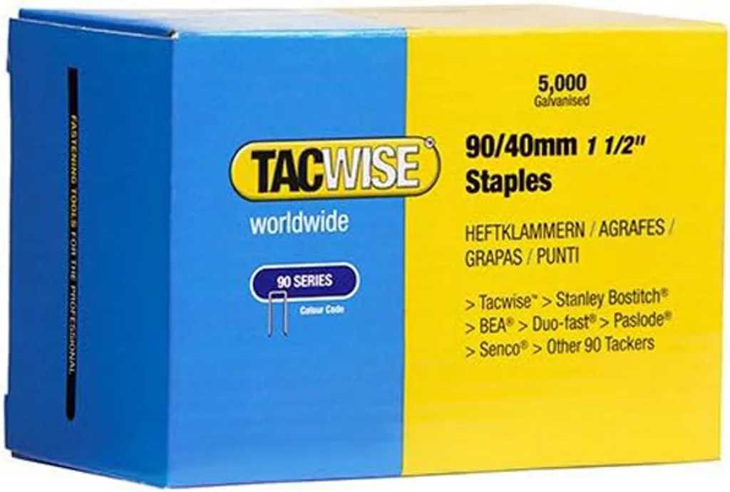 Tacwise 311 Punti Zincati 90/40 mm - Kit 5000 Morsetti per DIY e Falegnameria