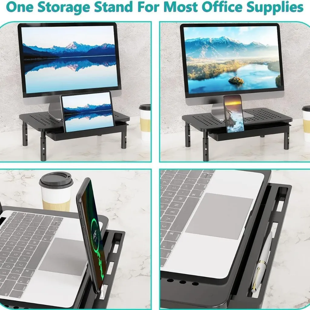 Support de Bureau pour PC 37cm Aluminium Noir : Aménagez votre Espace