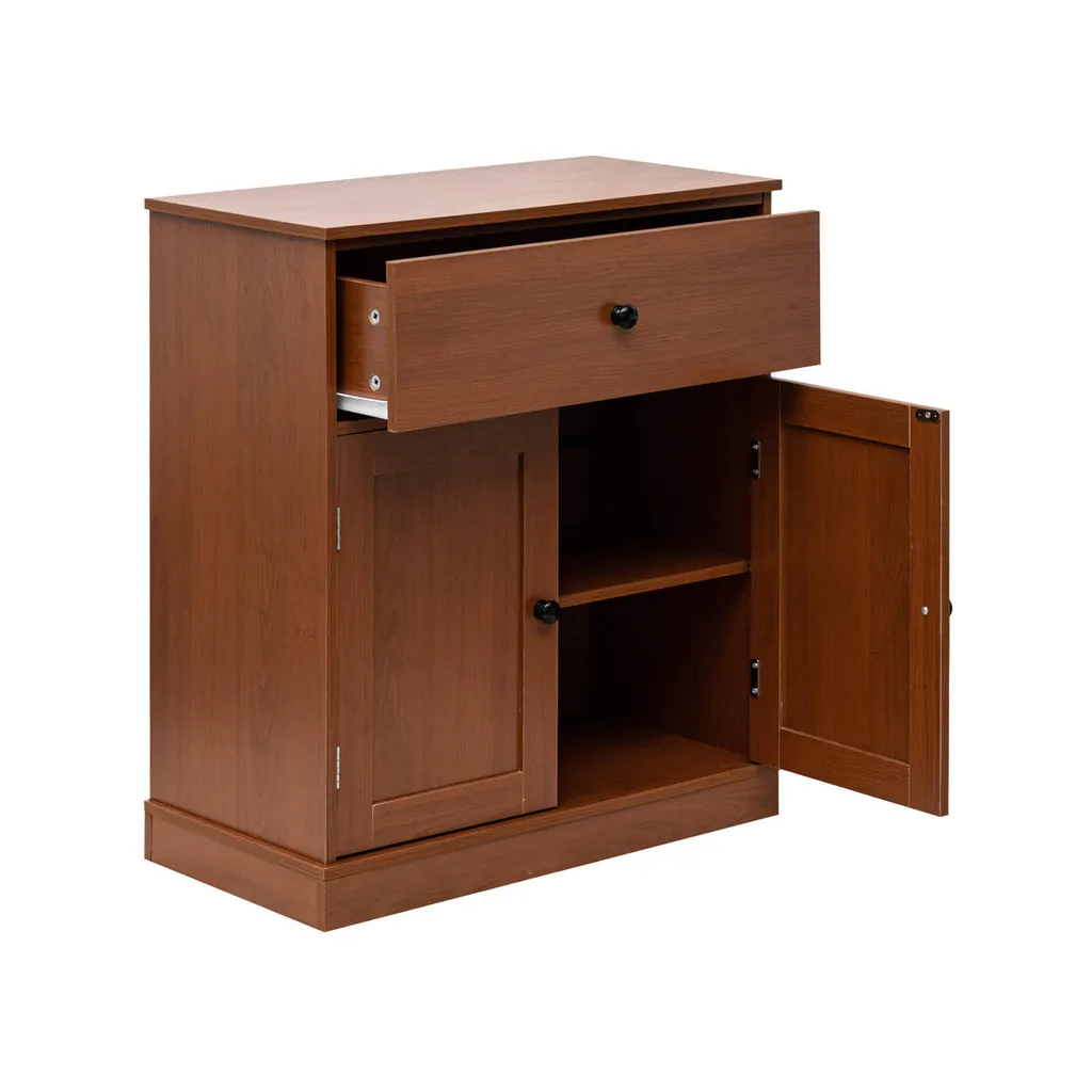 Commode de Cuisine Marron et Buffet d'Entrée Compact avec Rangement Bas