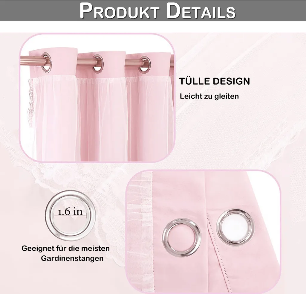 Rideaux Opaques Rose à Œillets : Double Couche et Isolation Thermique