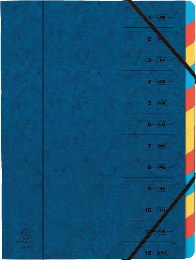 Trieur Valisette 12 Compartiments A4 Bleu Exacompta - Lot de 8