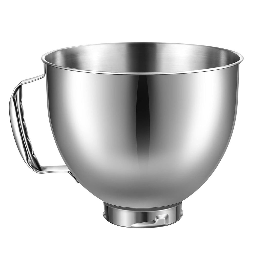 Edelstahl Rührschüssel,Edelstahlschüssel mit Griff,Ersatz Mixer Zubehör,Spülmaschinenfest,4.5Q,silber