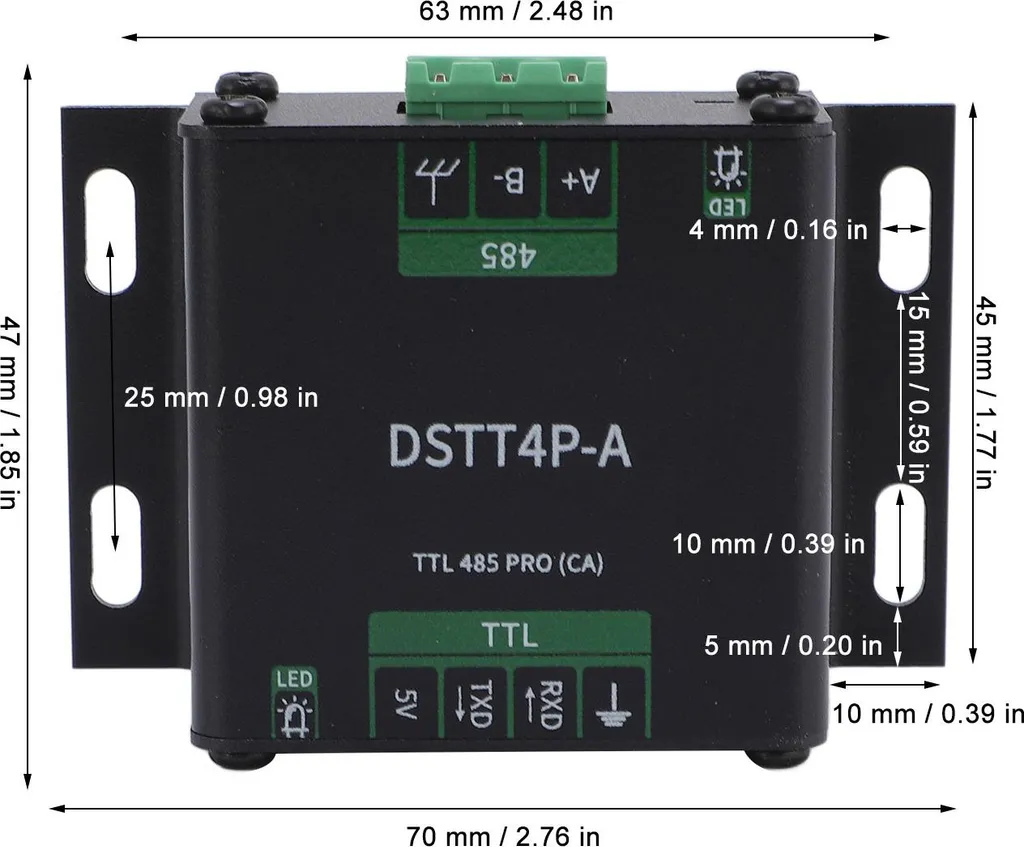 Adattatore TTL a RS485 Isolato PRO - Chip SP3485 e Case in Alluminio - 4
