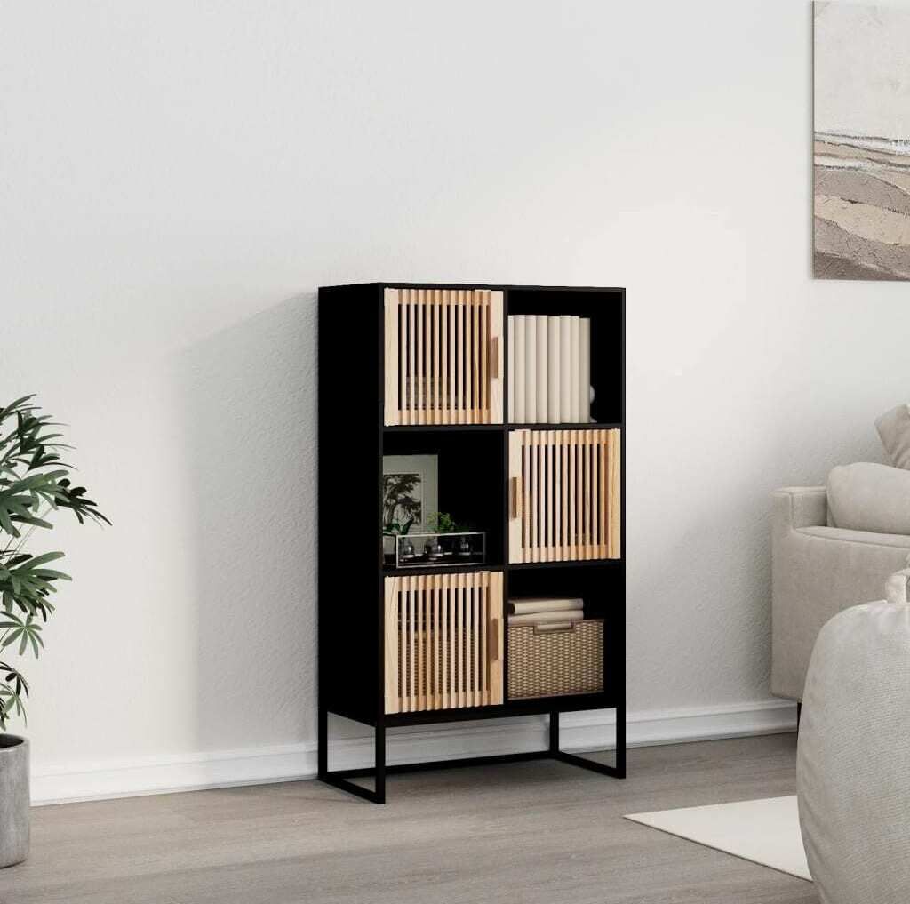 Highboard Schwarz 70x35x125 cm Holzwerkstoff , Aktenschränke Design 2024