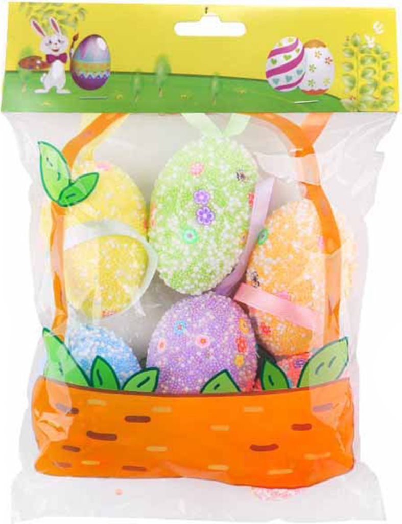 6 Stück Ostereier-Ornamente, Ostern, bunte hängende Schaumeier, Dekoration für Frühling, DIY, Handwerk, Home Party Decor