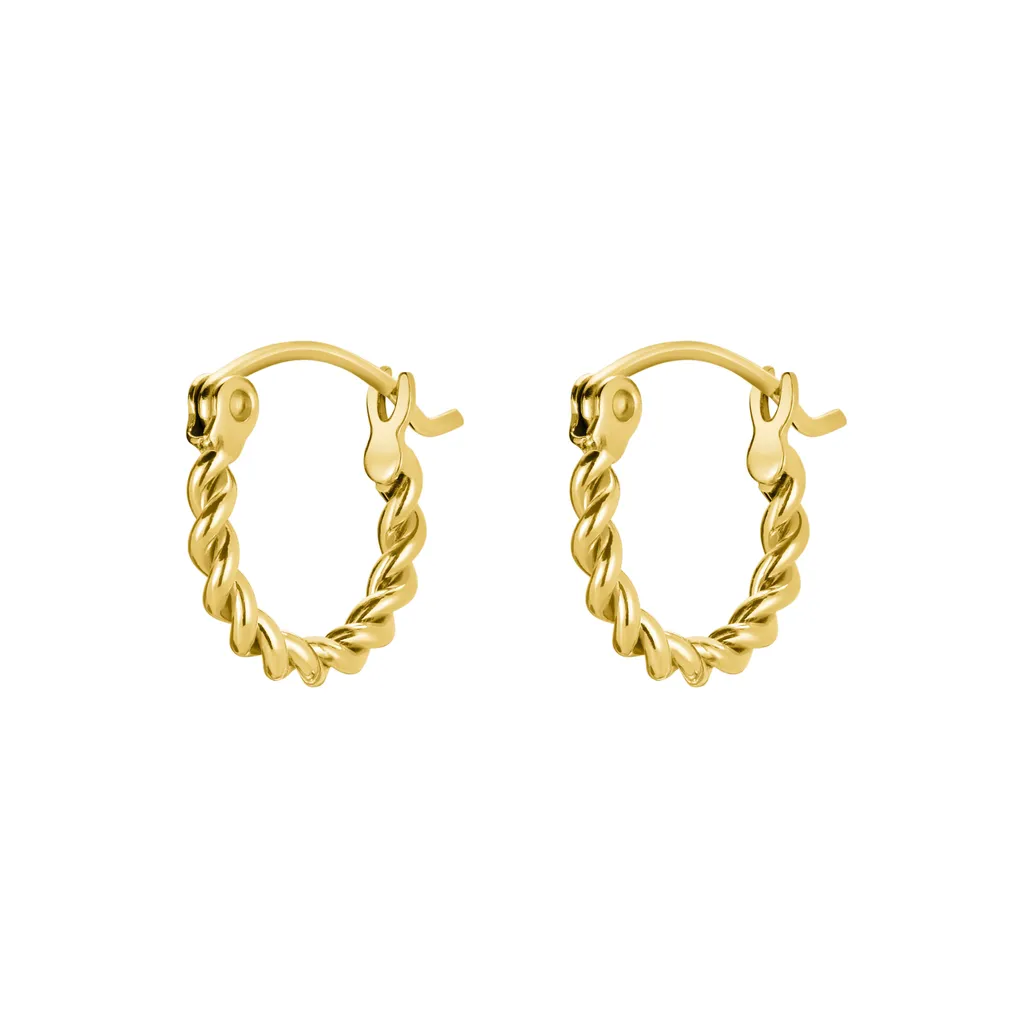 Boucles d'oreilles cercles torsadés finition brillante série JETHG-J577