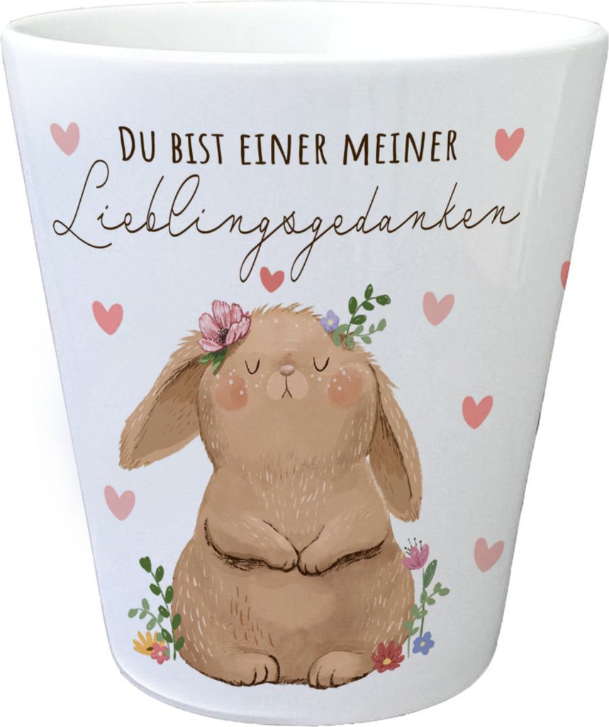 Kaninchen Blumentopf mit Spruch Du bist einer meiner Lieblingsgedanken