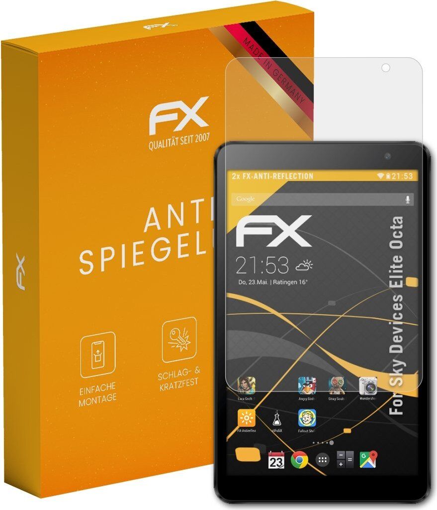 atFoliX FX-Antireflex 2x Schutzfolie kompatibel mit Sky Devices Elite Octa Displayfolie