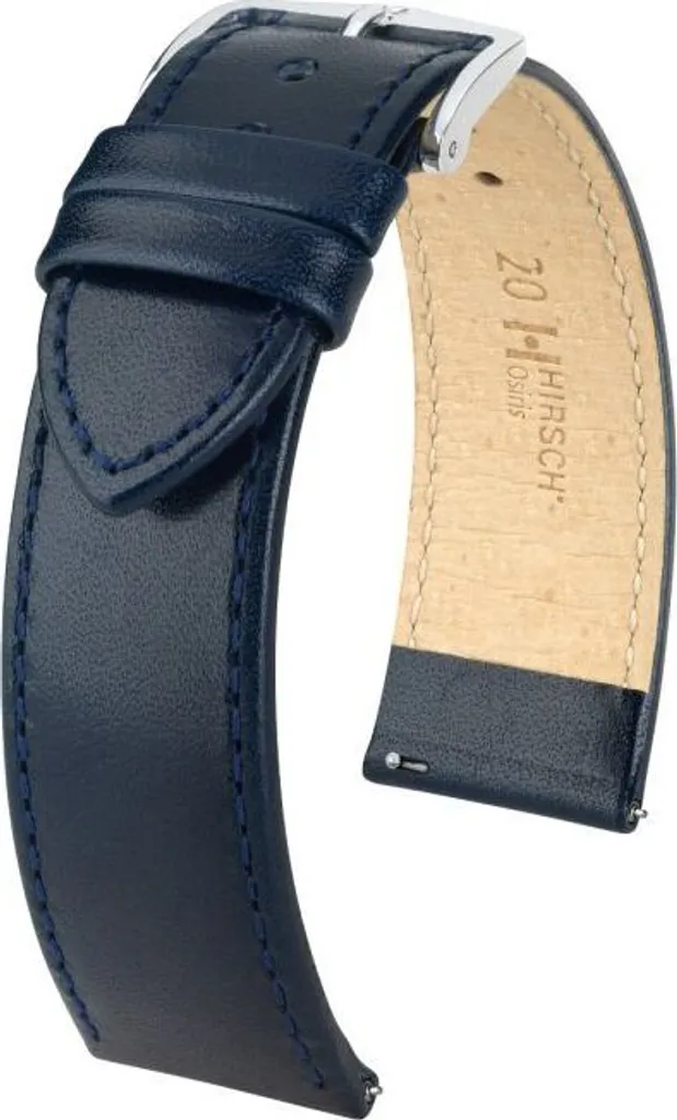Hirsch Uhrenarmband Osiris L blau glänzend 20 mm