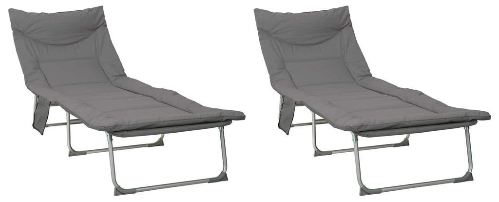 vidaXL Klappbare Sonnenliege mit Kissen 2 pcs Anthrazit