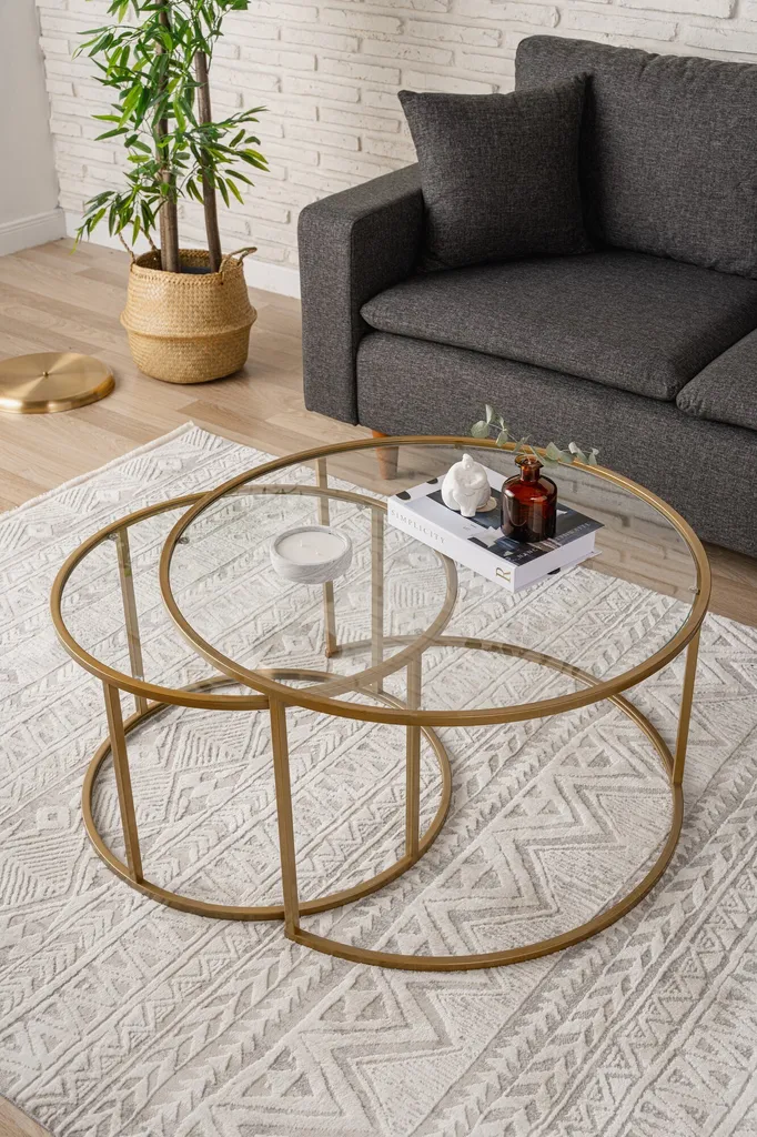 Table Basse Ronde Verre et Or pour Salon Moderne - Skye Decor 80 cm - 4