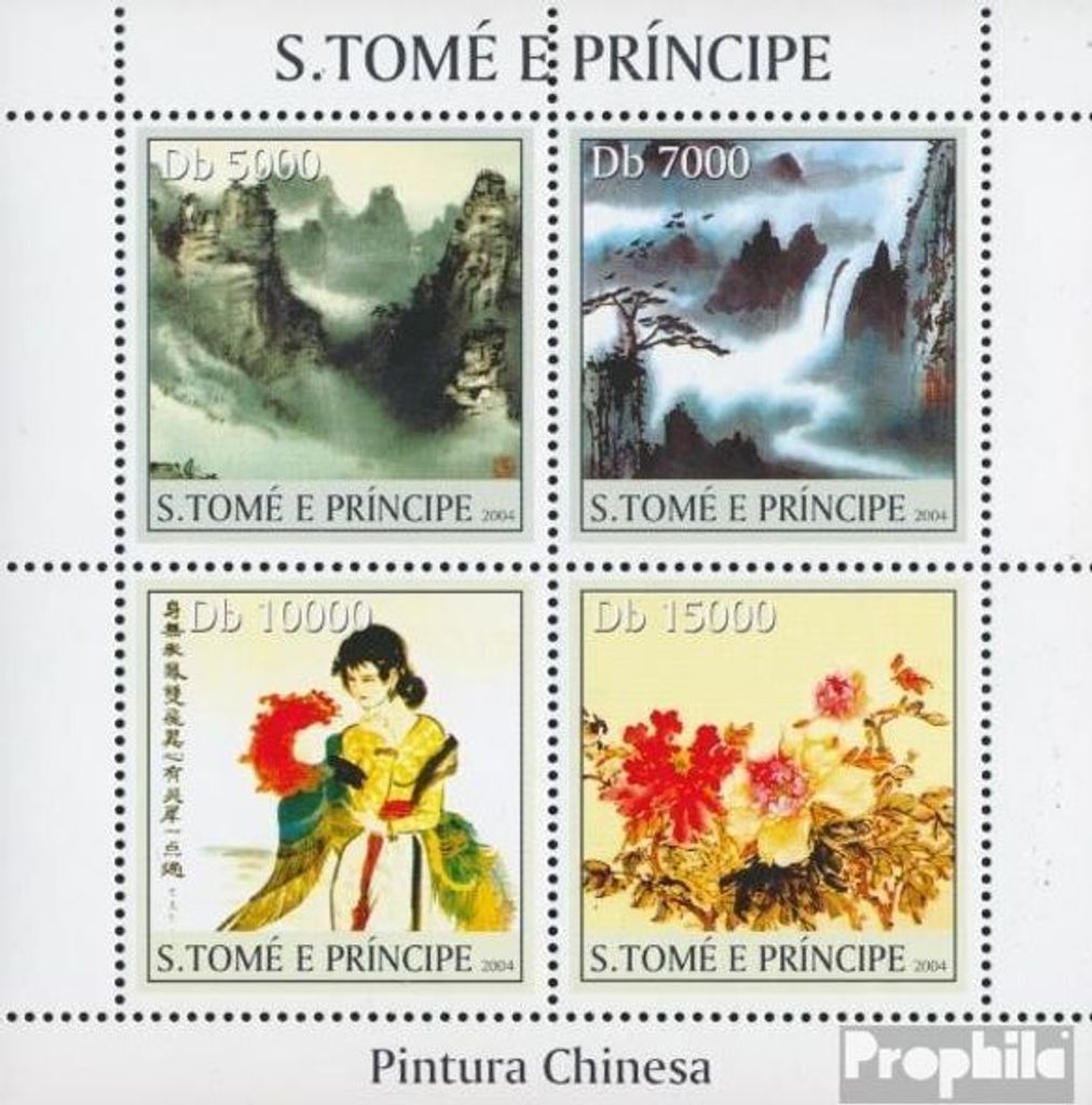 Briefmarken Sao Tome e Principe 2004 Mi 2519-2522 Kleinbogen (kompl. Ausgabe) postfrisch Chinesische Malerei