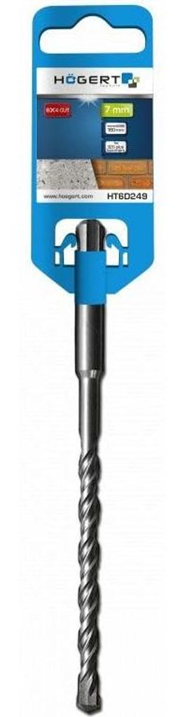 HÖGERT TECHNIK SDS-plus Betonbohrer, 7 x 160 mm, X-Klinge, Wolframkarbid, 4x90° Spitze, Doppelspirale, Zentrierspitze, für Beton, Stein & Ziegel