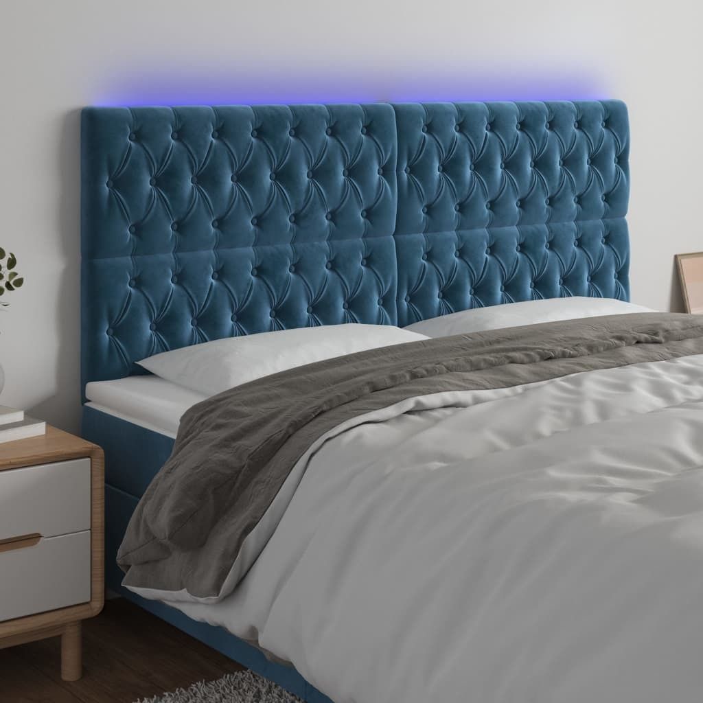Maison Exclusive - LED Kopfteil Dunkelblau 200x7x118/128 cm Samt