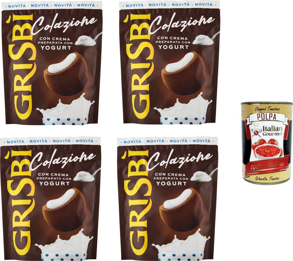 Grisbì Colazione con Crema Preparata con Yogurt Frühstück mit Sahne, zubereitet mit Joghurt, 4x 225 g+ Italian Gourmet polpa 400g