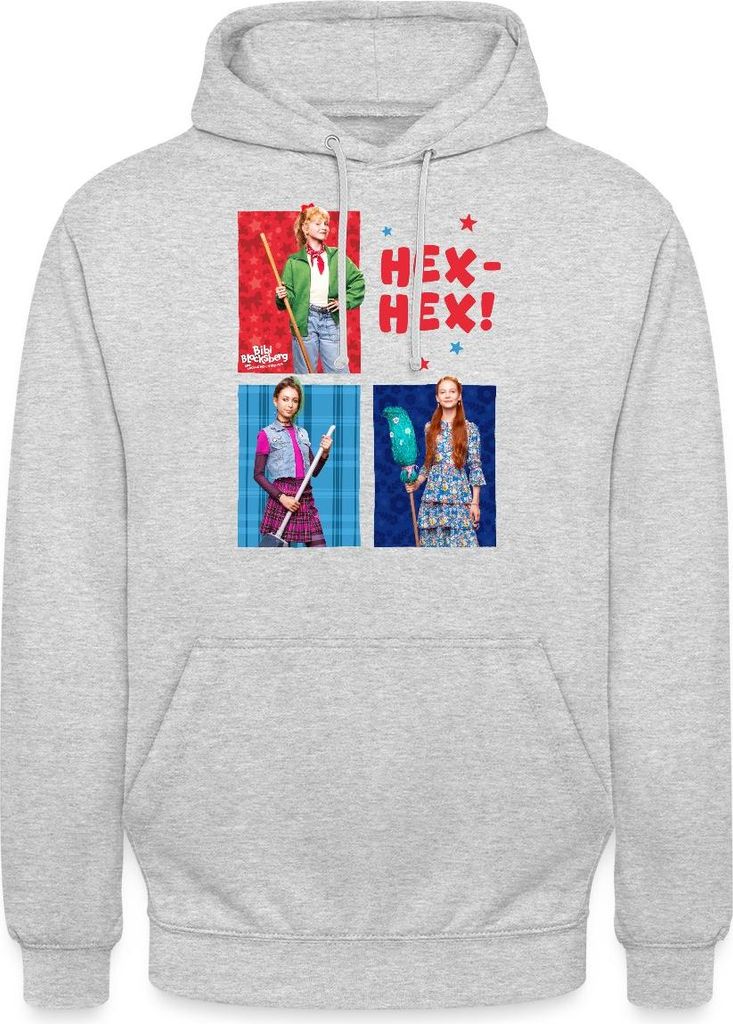 Spreadshirt Bibi Blocksberg Film Bibi Mit Freundinnen Hex-Hex! Uni Hoodie, XL, Hellgrau meliert