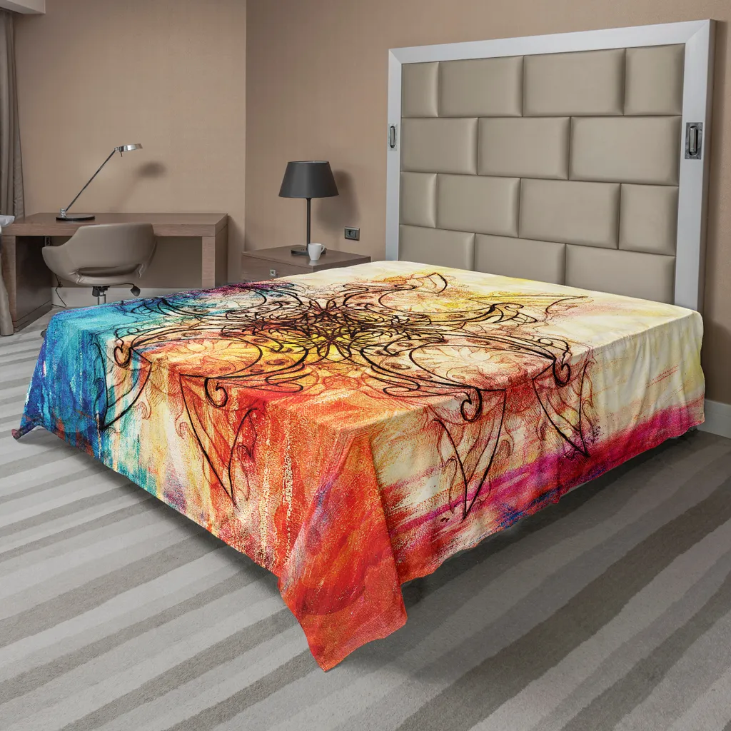Drap de lit anti-plis et doux 266x260 cm mandala pour sommeil serein