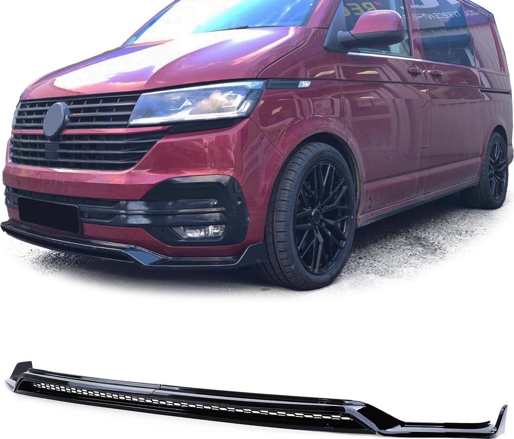 Frontspoiler Spoiler Lippe Stoßstange + Montage Zubehör in Schwarz Glanz für VW