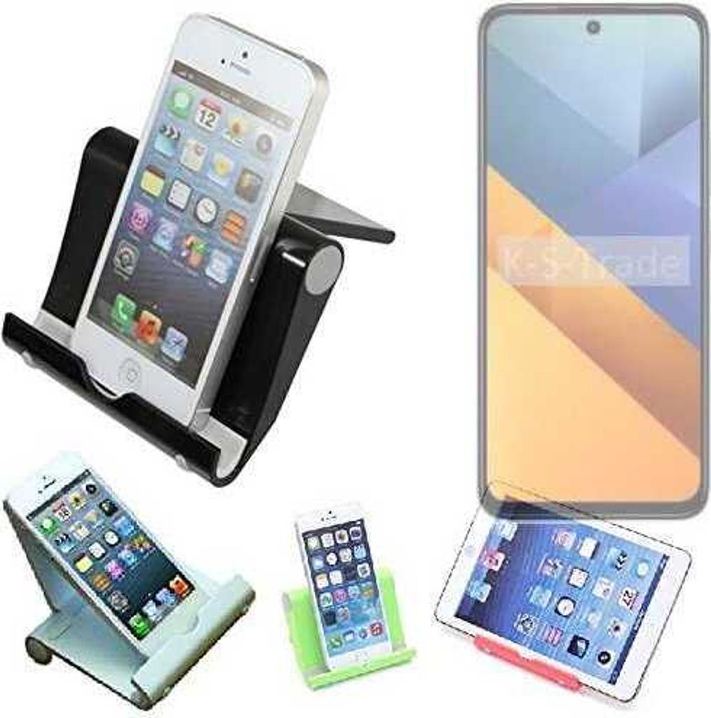 K-S-Trade Handy-Ständer kompatibel mit POCO M6 4G faltbarer Tischständer Smartphone Tablet Halterung Reise